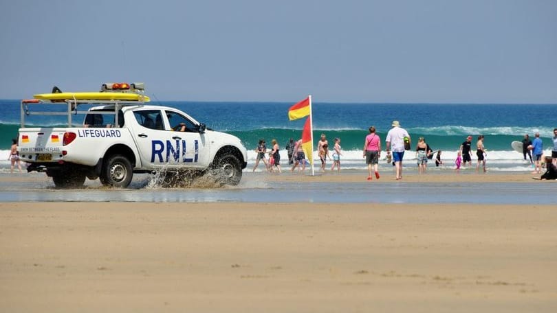 The RNLI make sure nobody swims outside the two flags at Perranporth
