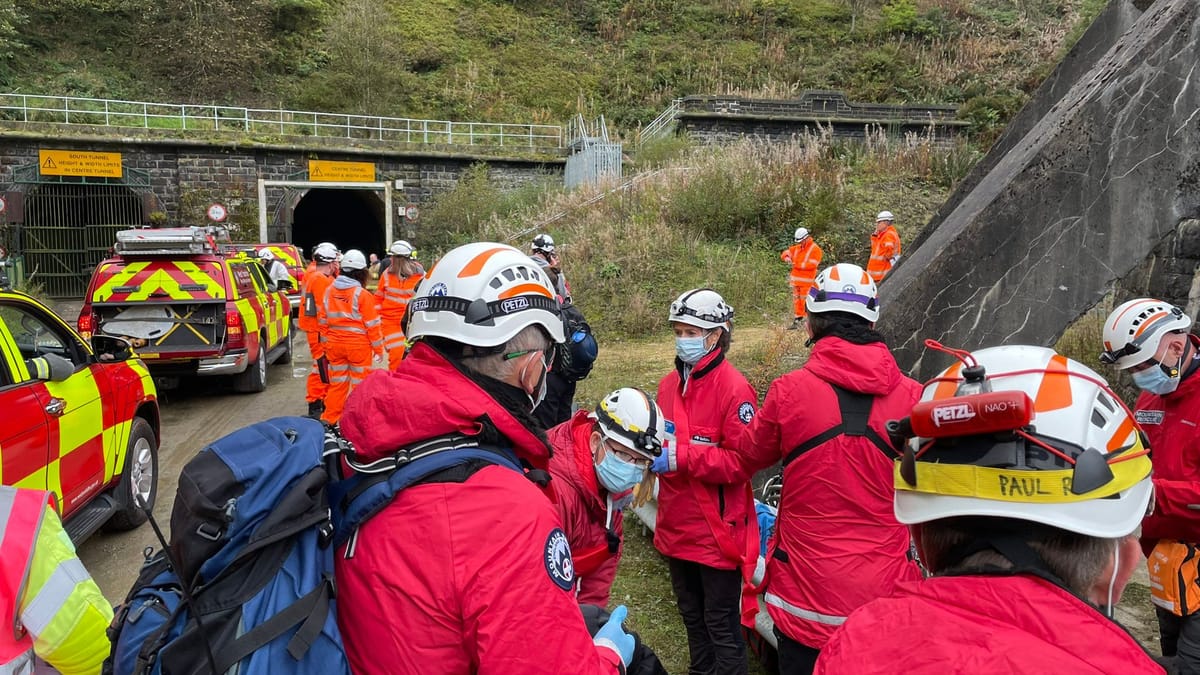 Image from the original article "Mountain Rescue among teams in simulated train derailment" (description needed)