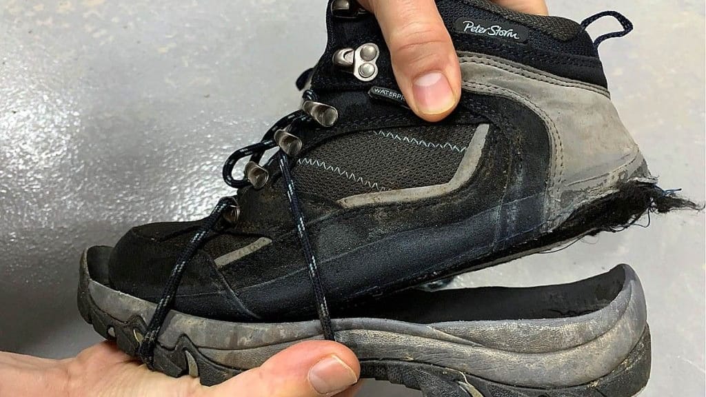 The walkers boot upper had separated from its sole. Photo Keswick Mountain Rescue